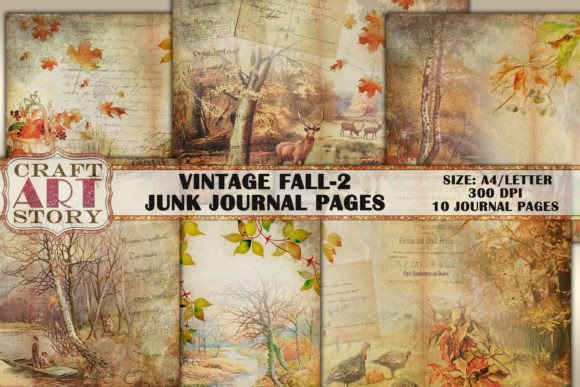 Download Vintage Fall Junk Journal Kit-2 - Fall junk journal kit Collection