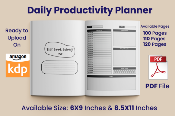 Download Daily Productivity Planner KDP Interior - Productivity planner Collection
