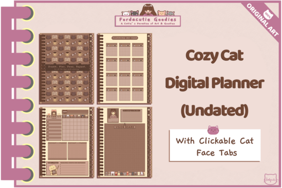 Download Cozy Cat Digital Planner (Undated) - Digital planner Collection