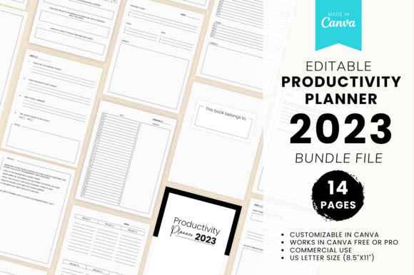 Download 2023 Editable Canva Productivity Planner - Productivity planner Collection