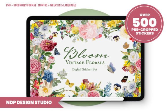 Download Vintage Florals Digital Planner Stickers - Digital planner Collection