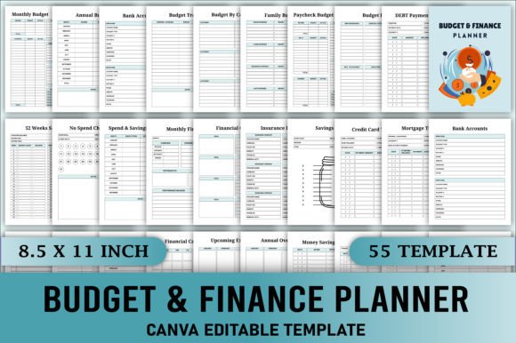 Download Editable Budget &amp; Finance Planner Canva - Finance plan Collection