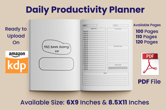 Download Daily Productivity Planner KDP Interior - Productivity planner Collection